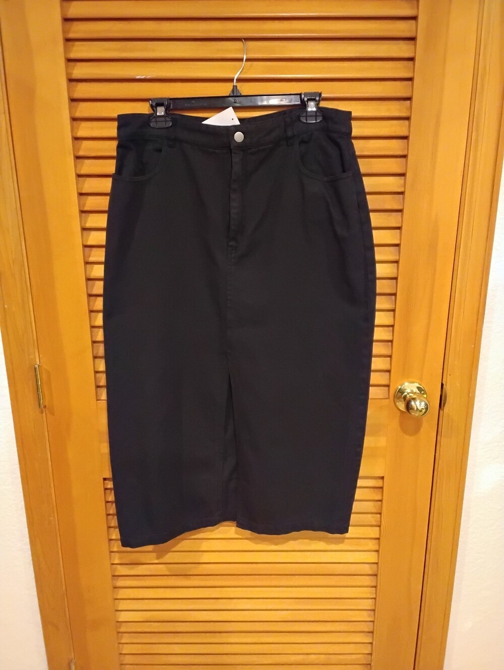 NWT Black Cotton Midi Denim Skirt Large Firm Price